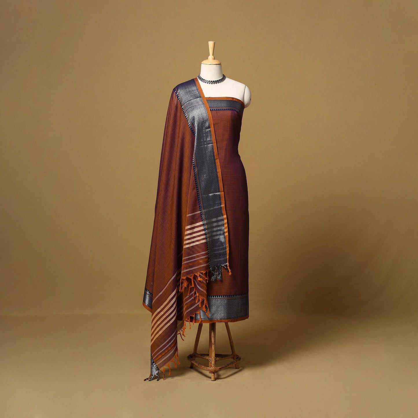 Dharwad cotton 3pc unstitched dress material with border 54