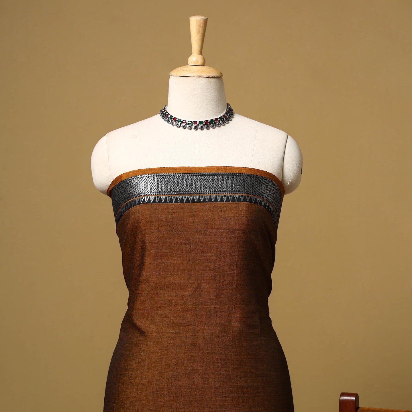 Dharwad cotton 3pc unstitched dress material with border 56