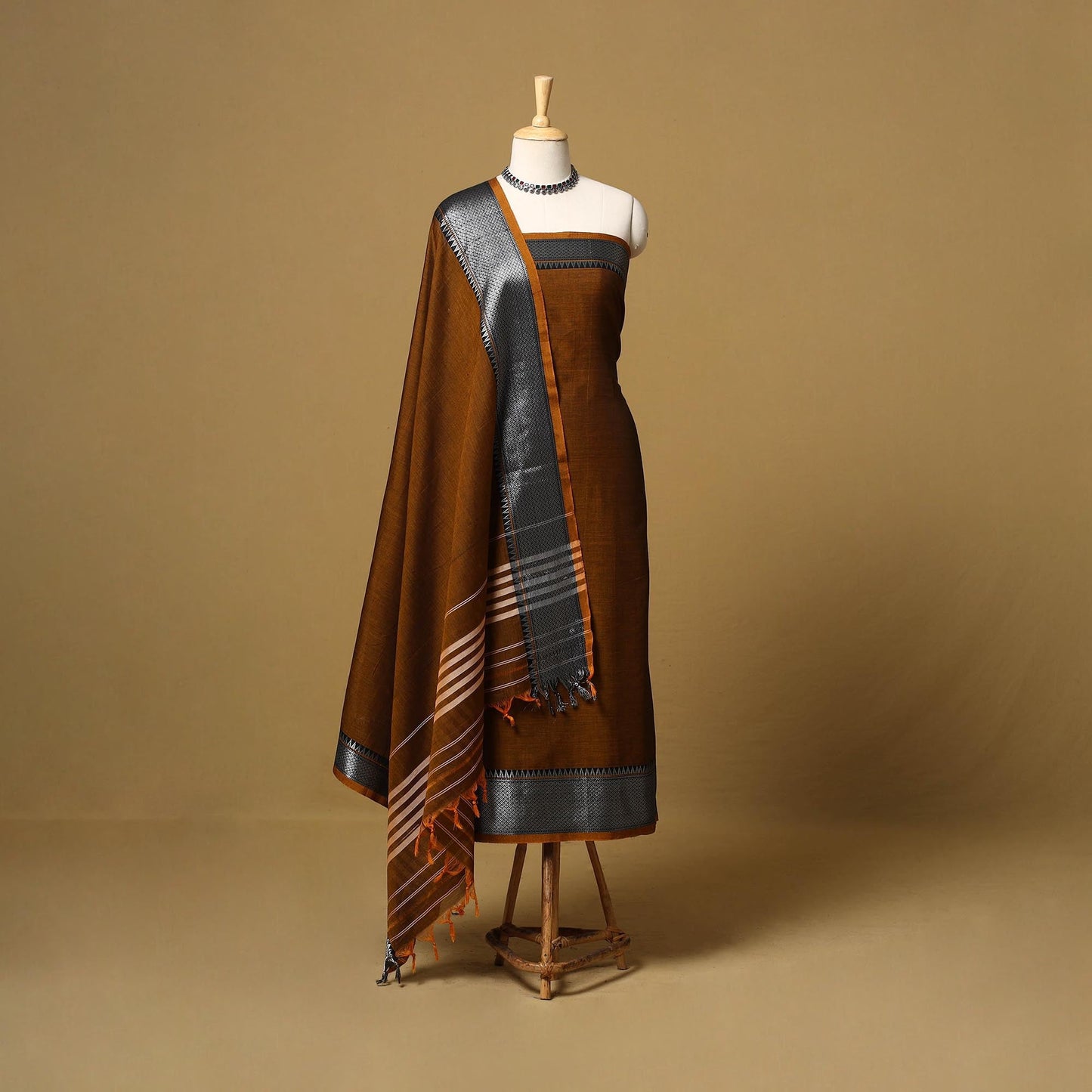 Dharwad cotton 3pc unstitched dress material with border 56