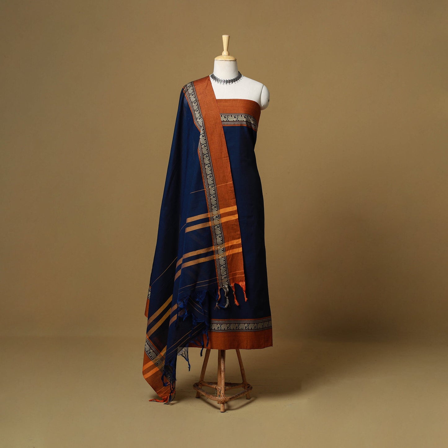 Dharwad cotton 3pc unstitched dress material with border 56