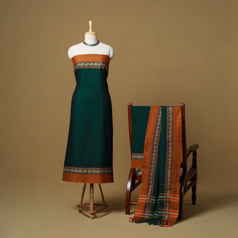 Dharwad cotton 3pc unstitched dress material with border 57