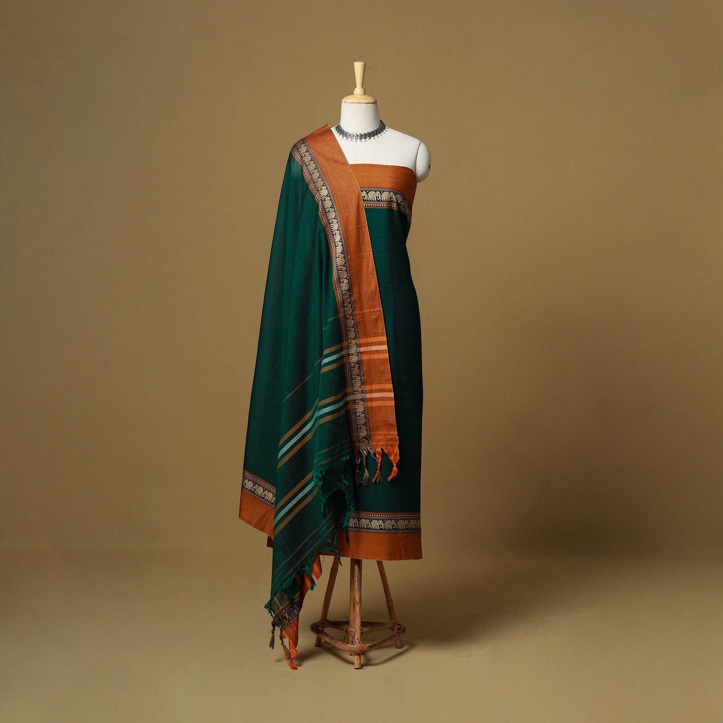 Dharwad cotton 3pc unstitched dress material with border 57