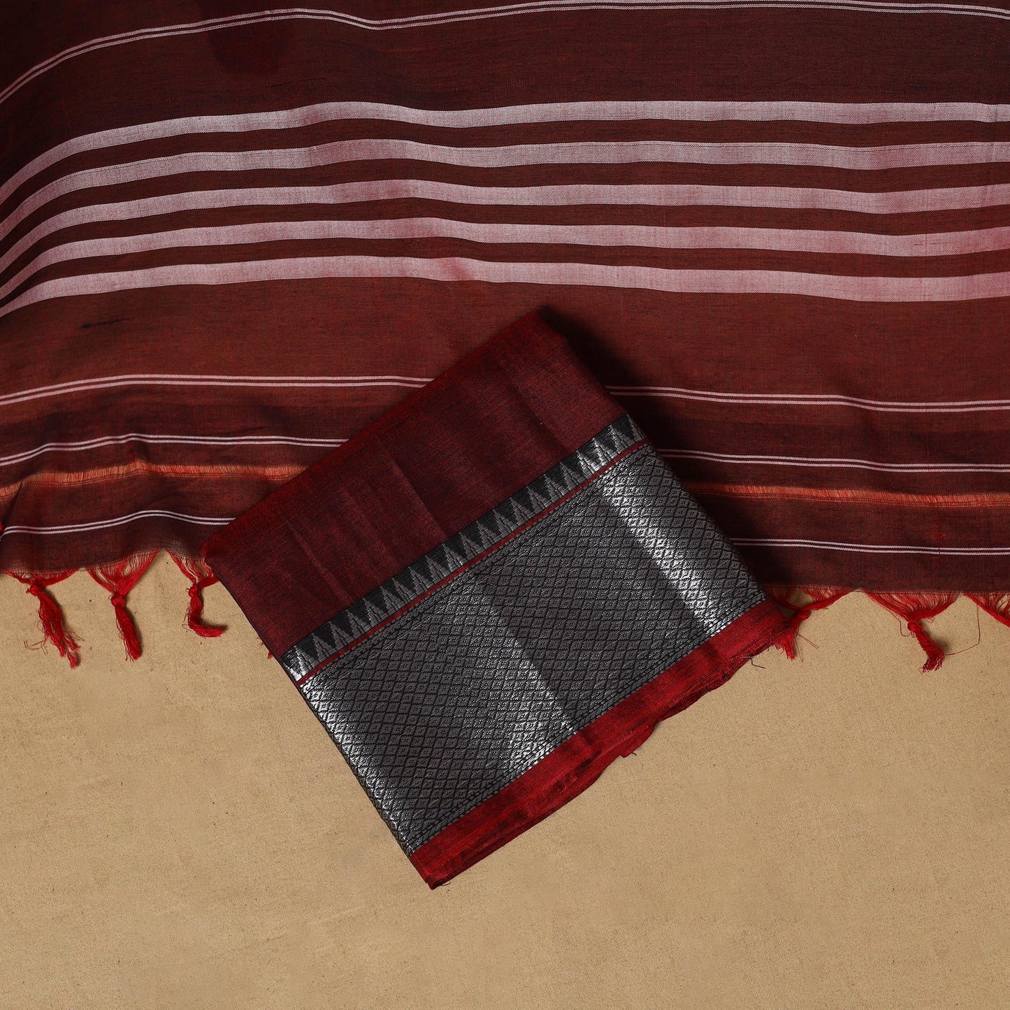 Dharwad cotton 3pc unstitched dress material with border 57