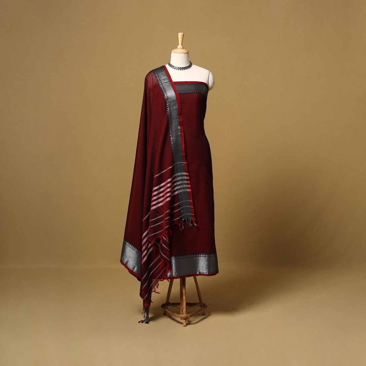 Dharwad cotton 3pc unstitched dress material with border 57