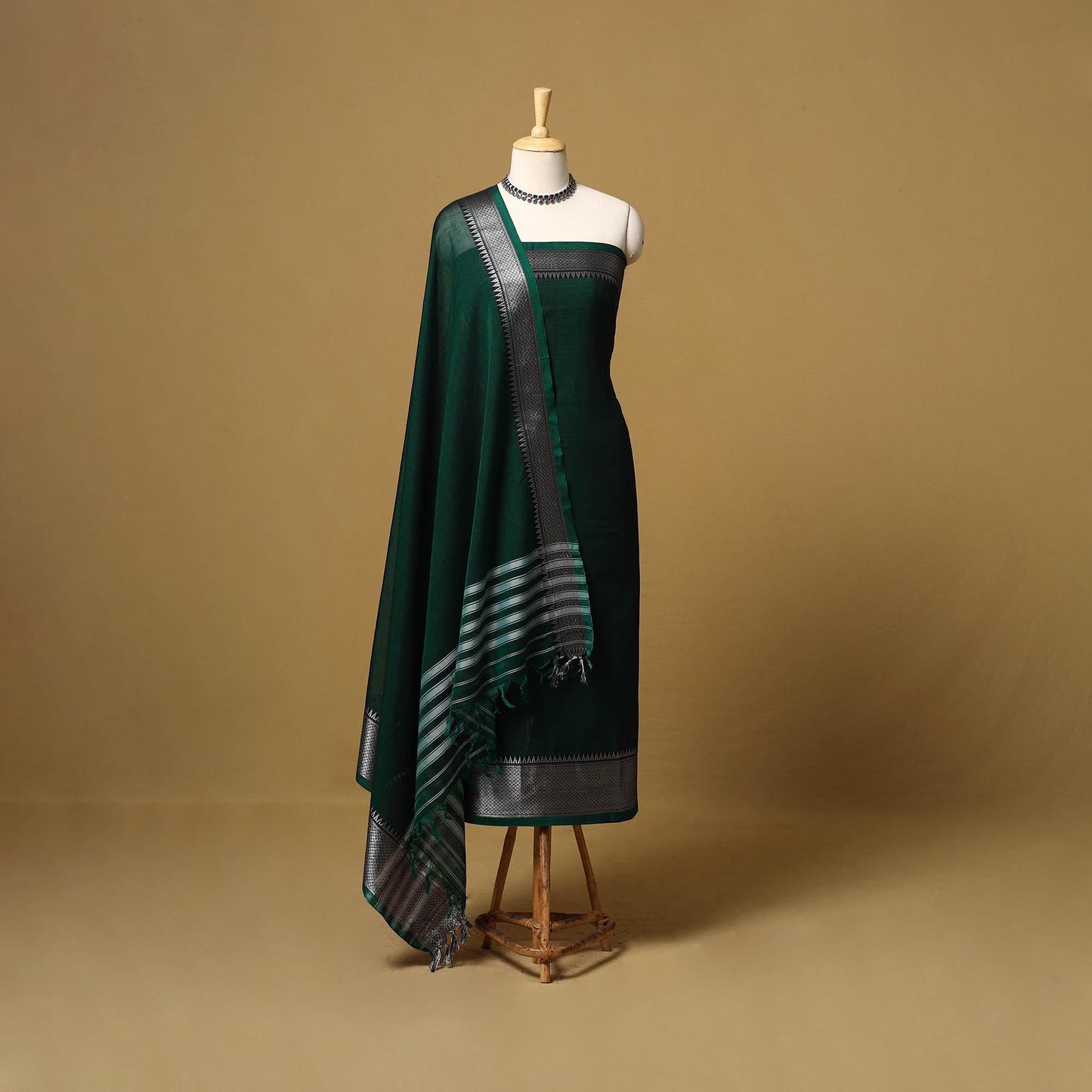 Dharwad cotton 3pc unstitched dress material with border 58