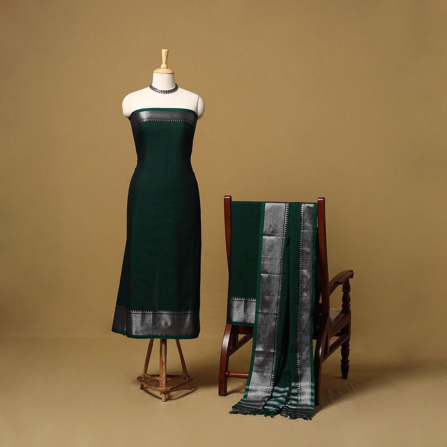 Dharwad cotton 3pc unstitched dress material with border 58