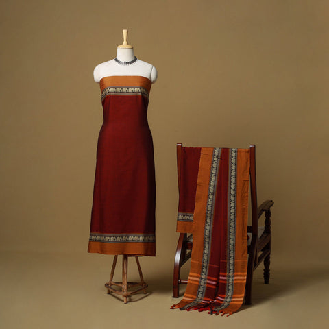 Dharwad cotton 3pc unstitched dress material with border 58