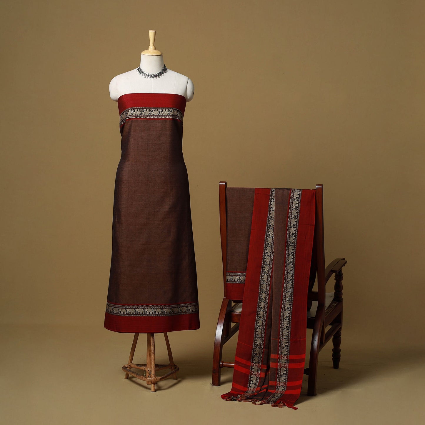 Dharwad cotton 3pc unstitched dress material with border 59