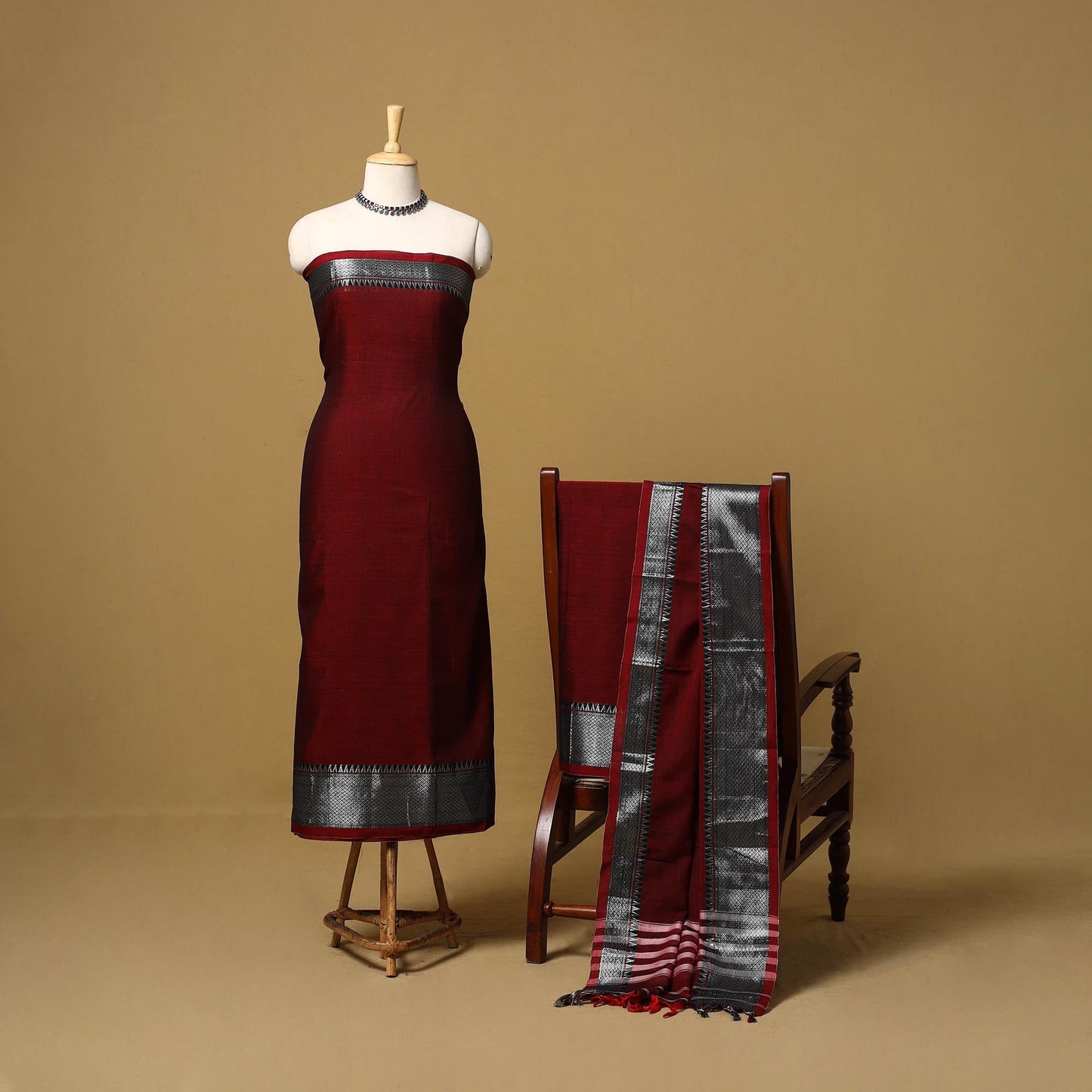 Dharwad cotton 3pc unstitched dress material with border 59