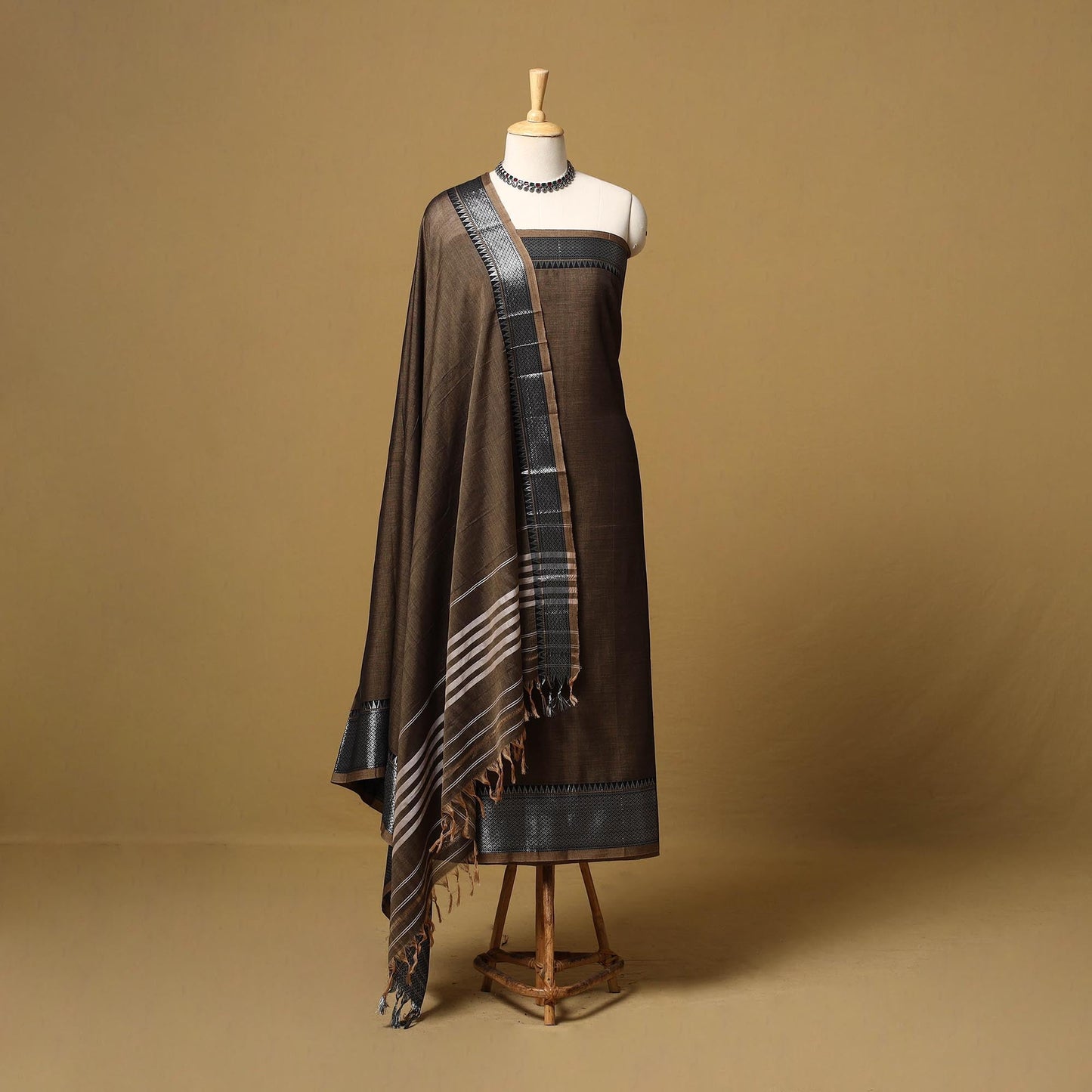 Dharwad cotton 3pc unstitched dress material with border 60