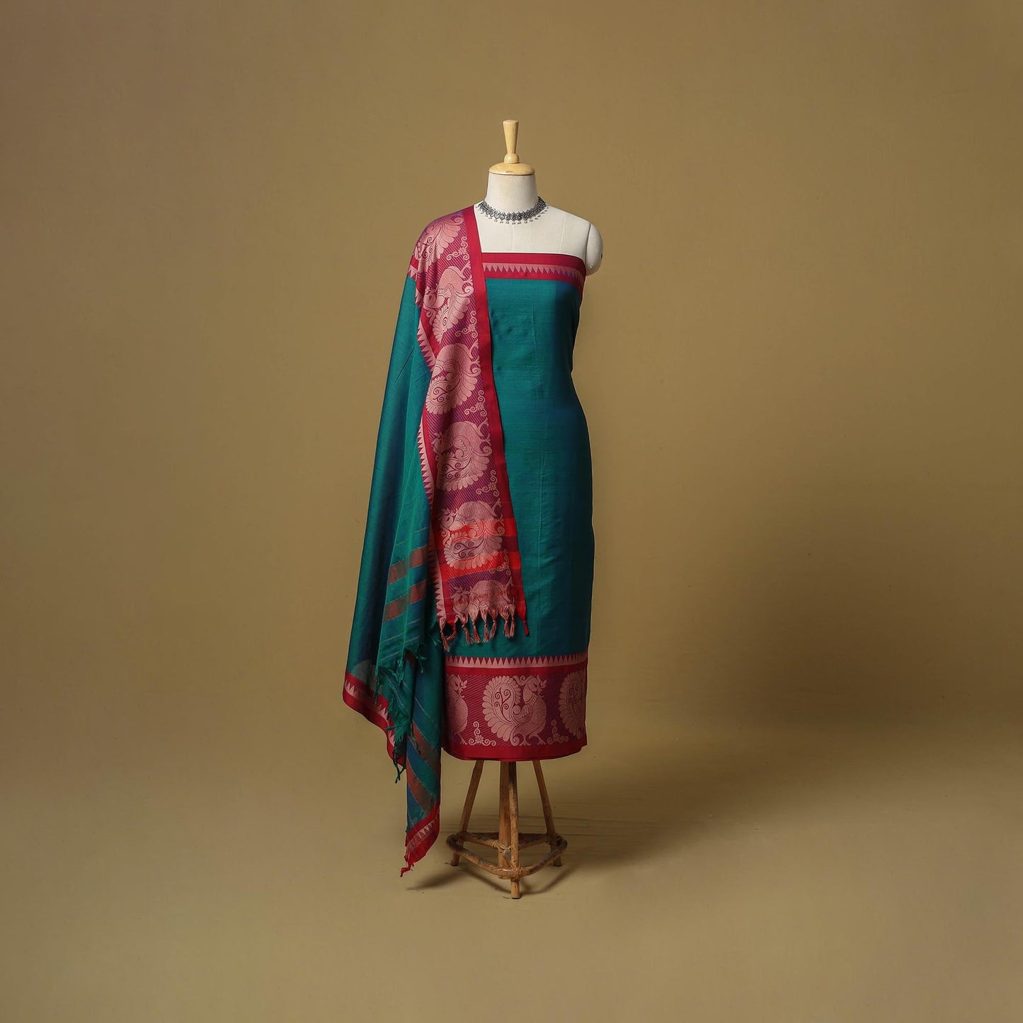 Dharwad cotton 3pc unstitched dress material with border 62