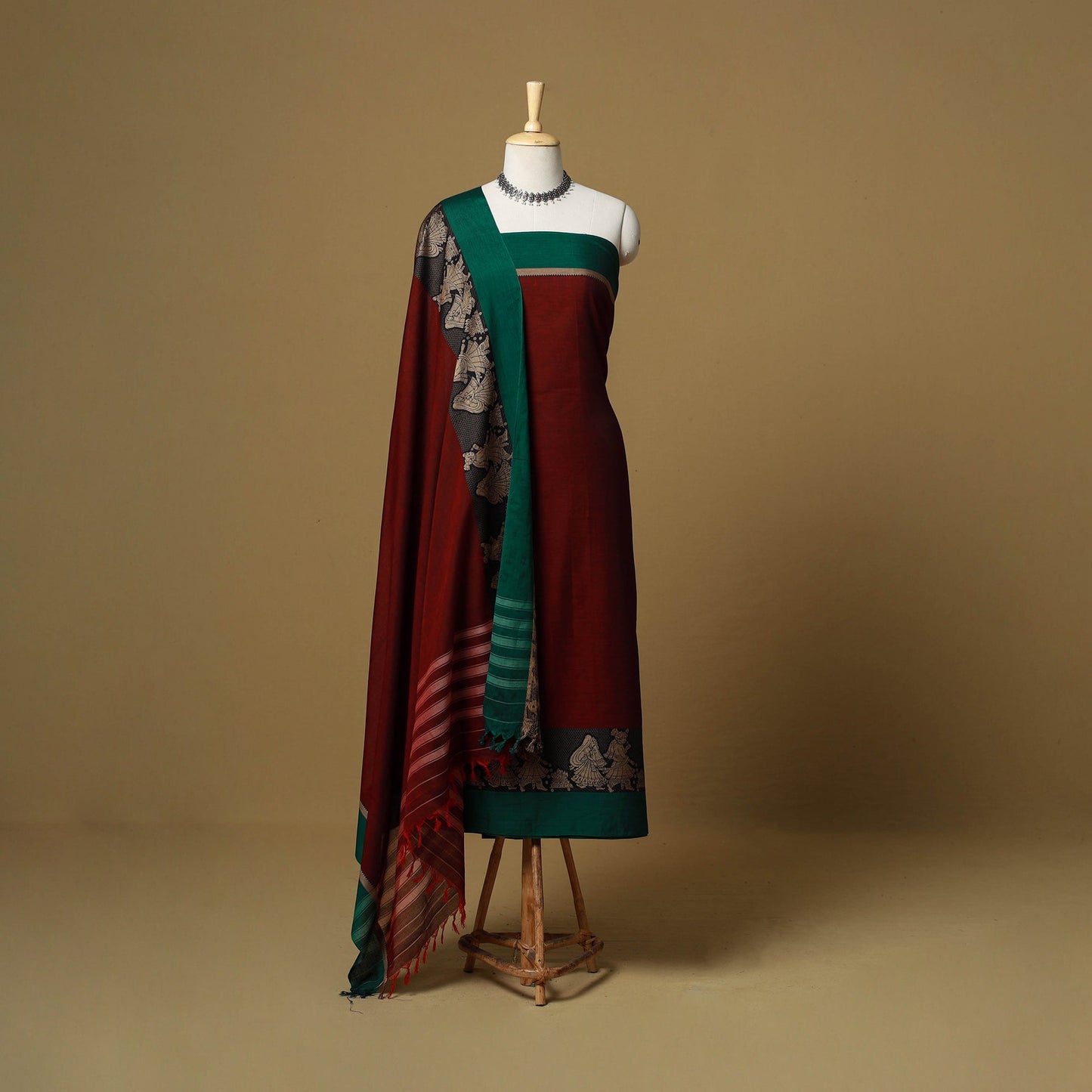 Dharwad cotton 3pc unstitched dress material with border 63