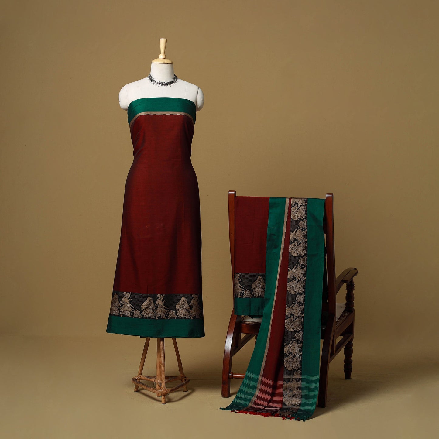 Dharwad cotton 3pc unstitched dress material with border 63