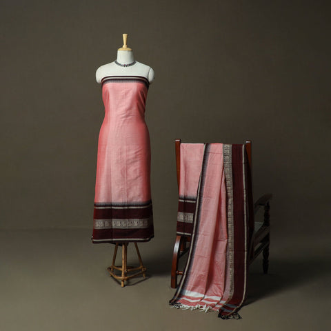 Dharwad cotton 3pc unstitched dress material with border 64