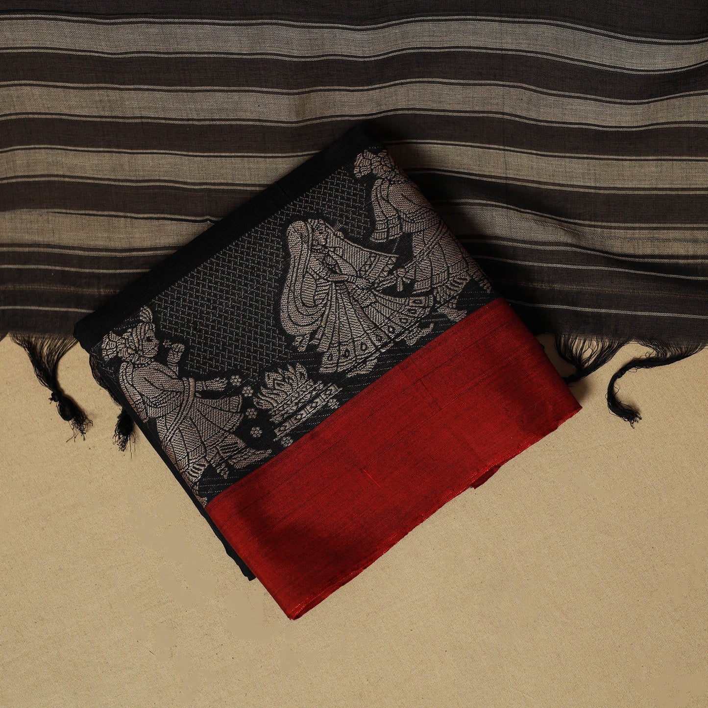 Dharwad cotton 3pc unstitched dress material with border 64