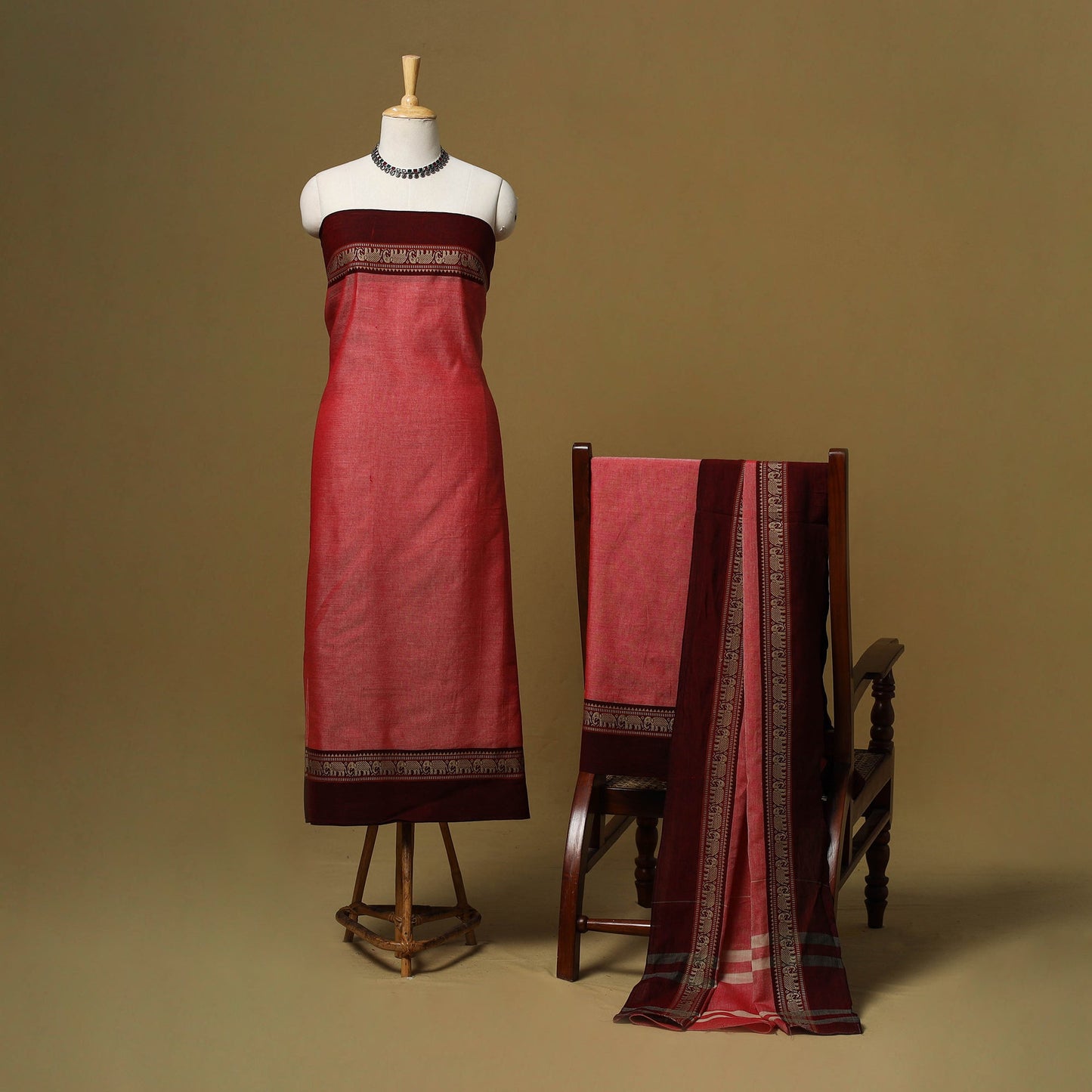 Dharwad cotton 3pc unstitched dress material with border 64