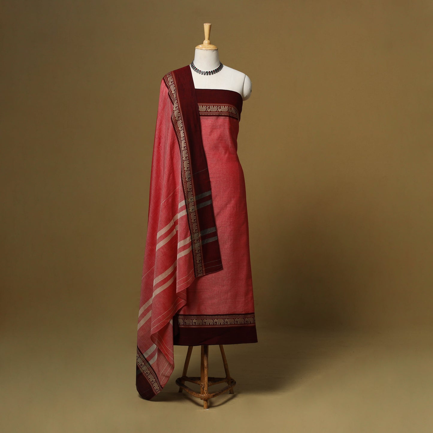 Dharwad cotton 3pc unstitched dress material with border 64