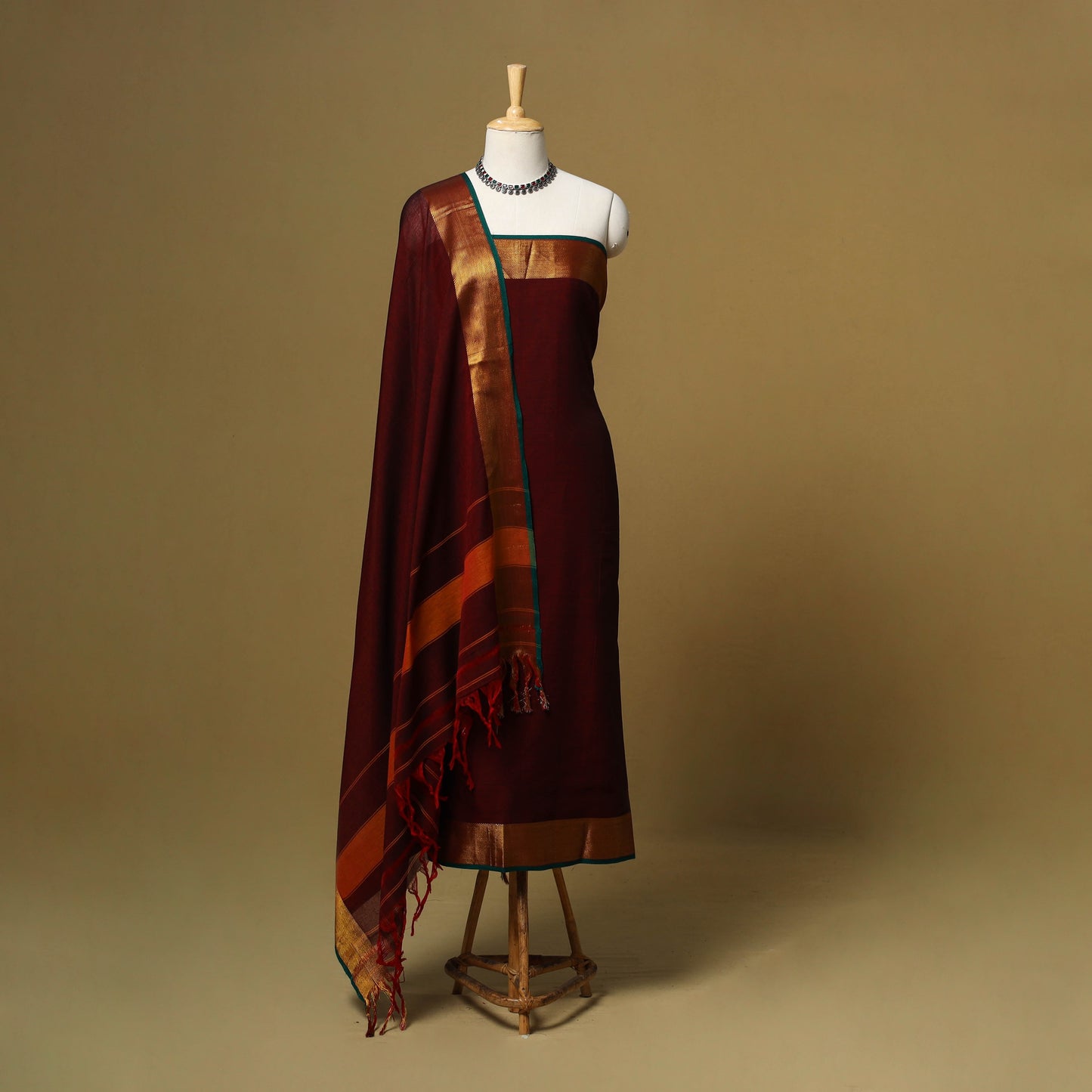 Dharwad cotton 3pc unstitched dress material with border 65