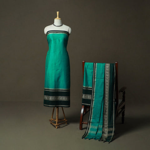 Dharwad cotton 3pc unstitched dress material with border 65