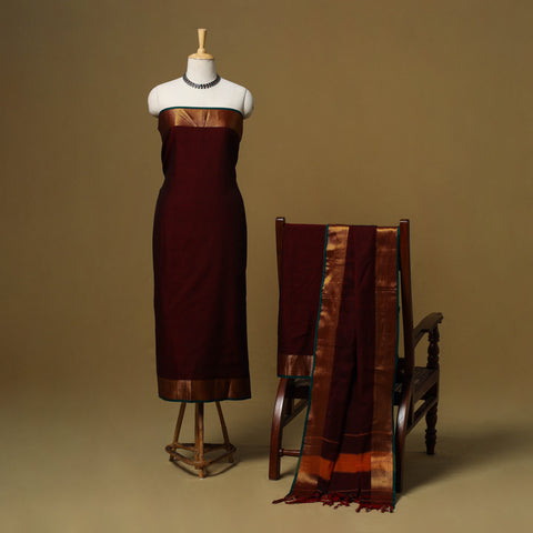 Dharwad cotton 3pc unstitched dress material with border 65