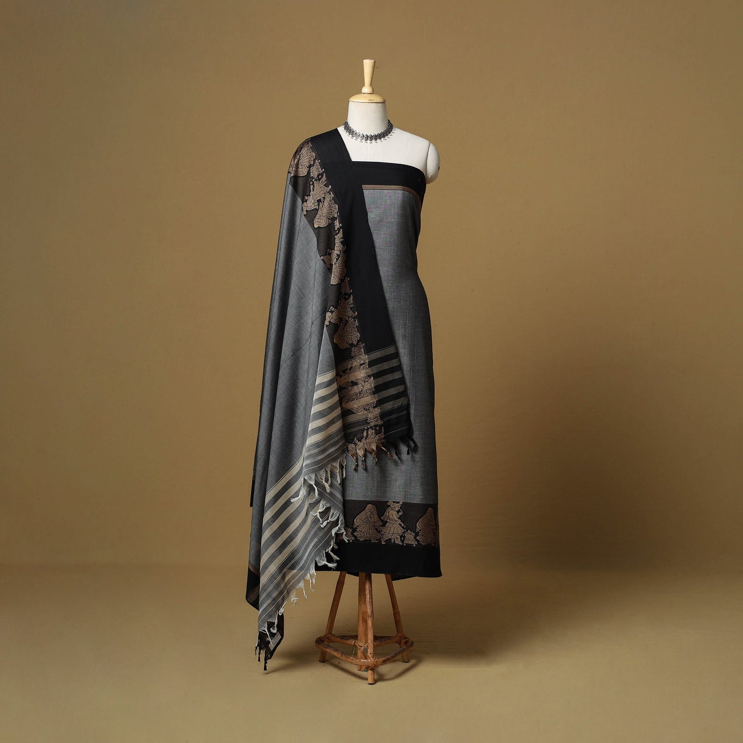 Dharwad cotton 3pc unstitched dress material with border 66