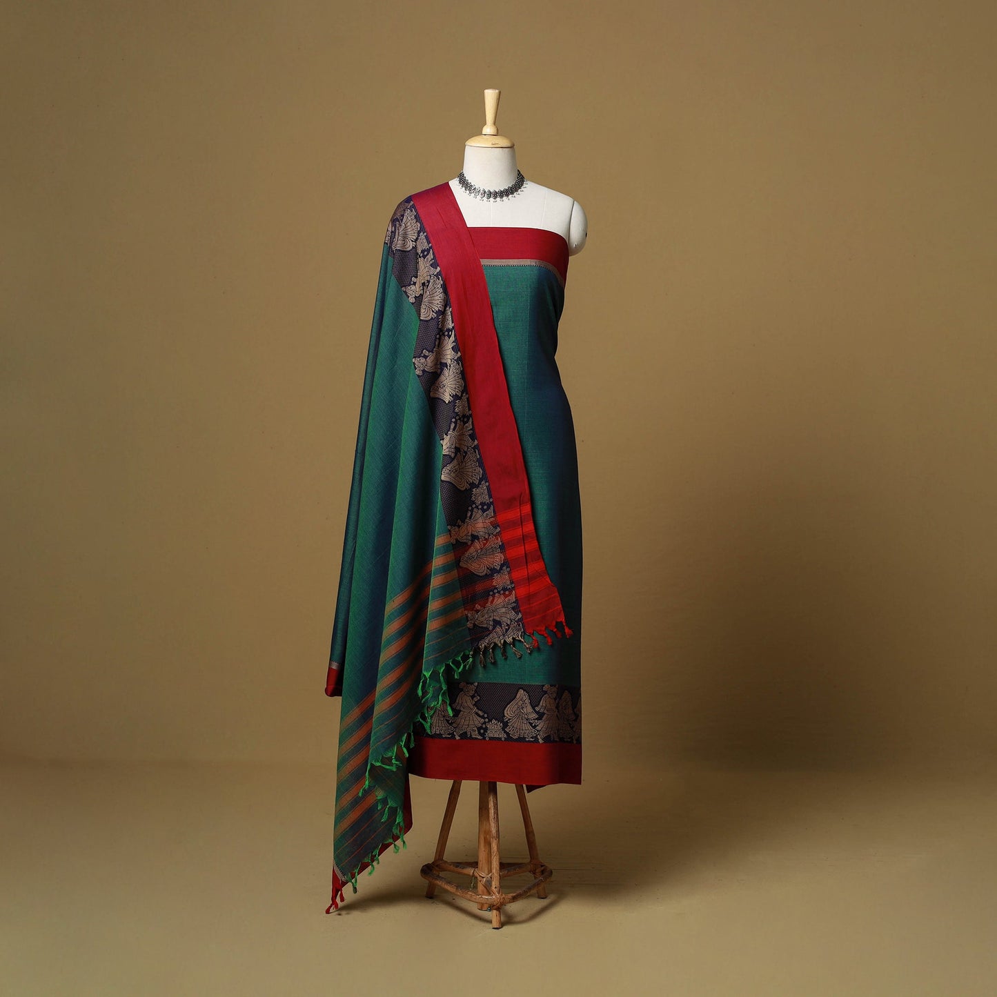 Dharwad cotton 3pc unstitched dress material with border 67