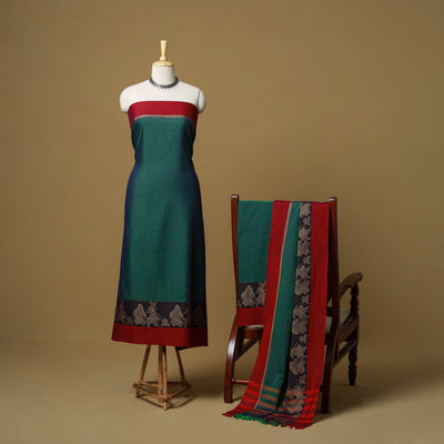 Dharwad cotton 3pc unstitched dress material with border 67