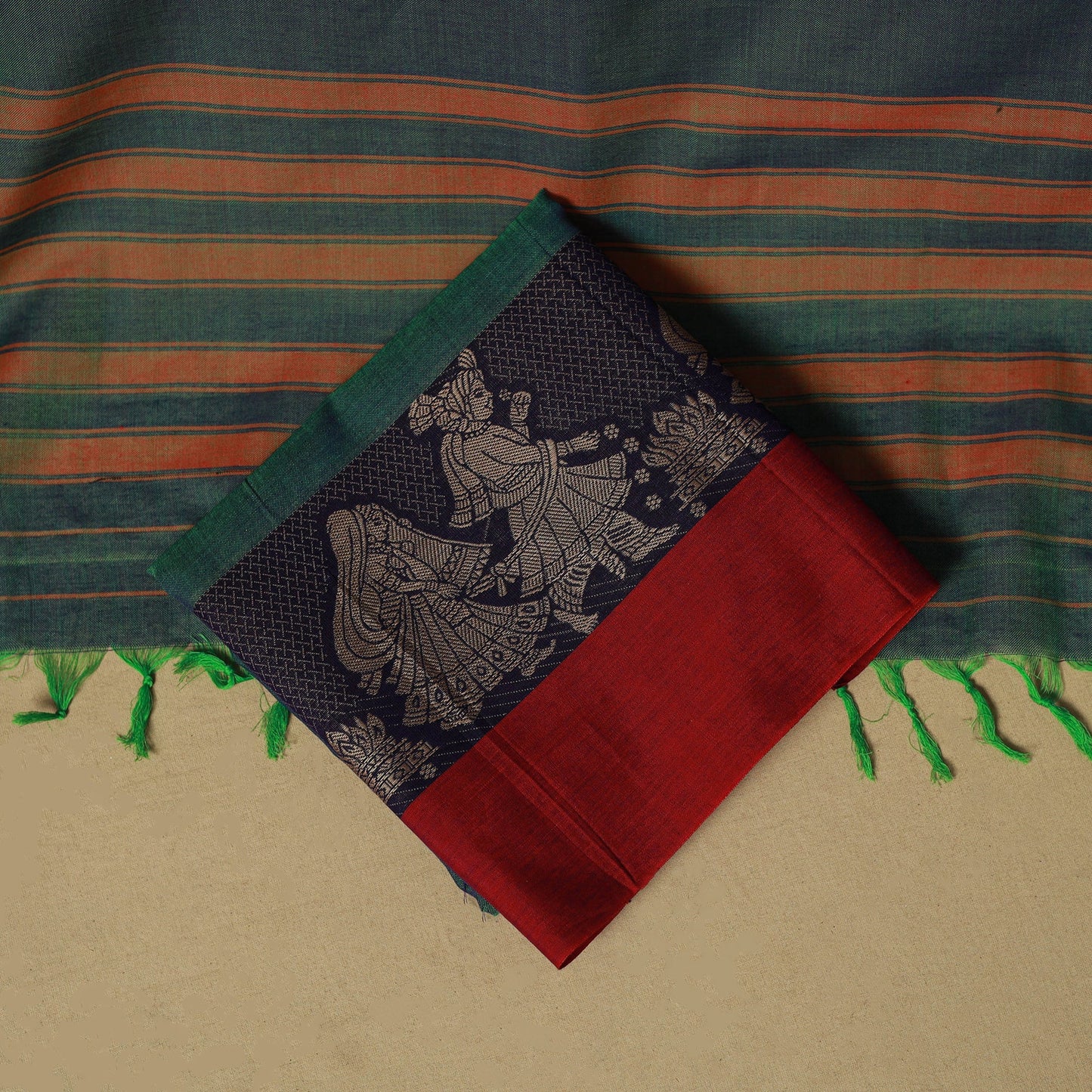 Dharwad cotton 3pc unstitched dress material with border 67