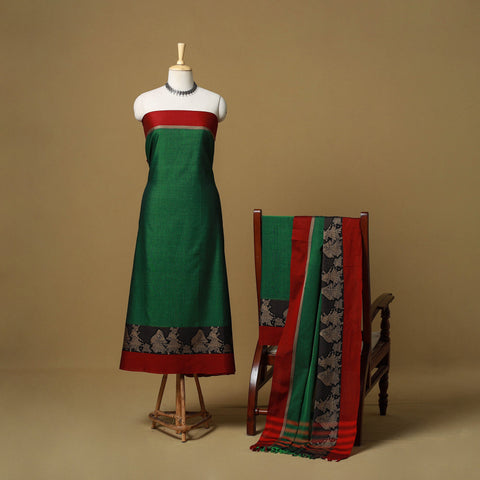 Dharwad cotton 3pc unstitched dress material with border 70