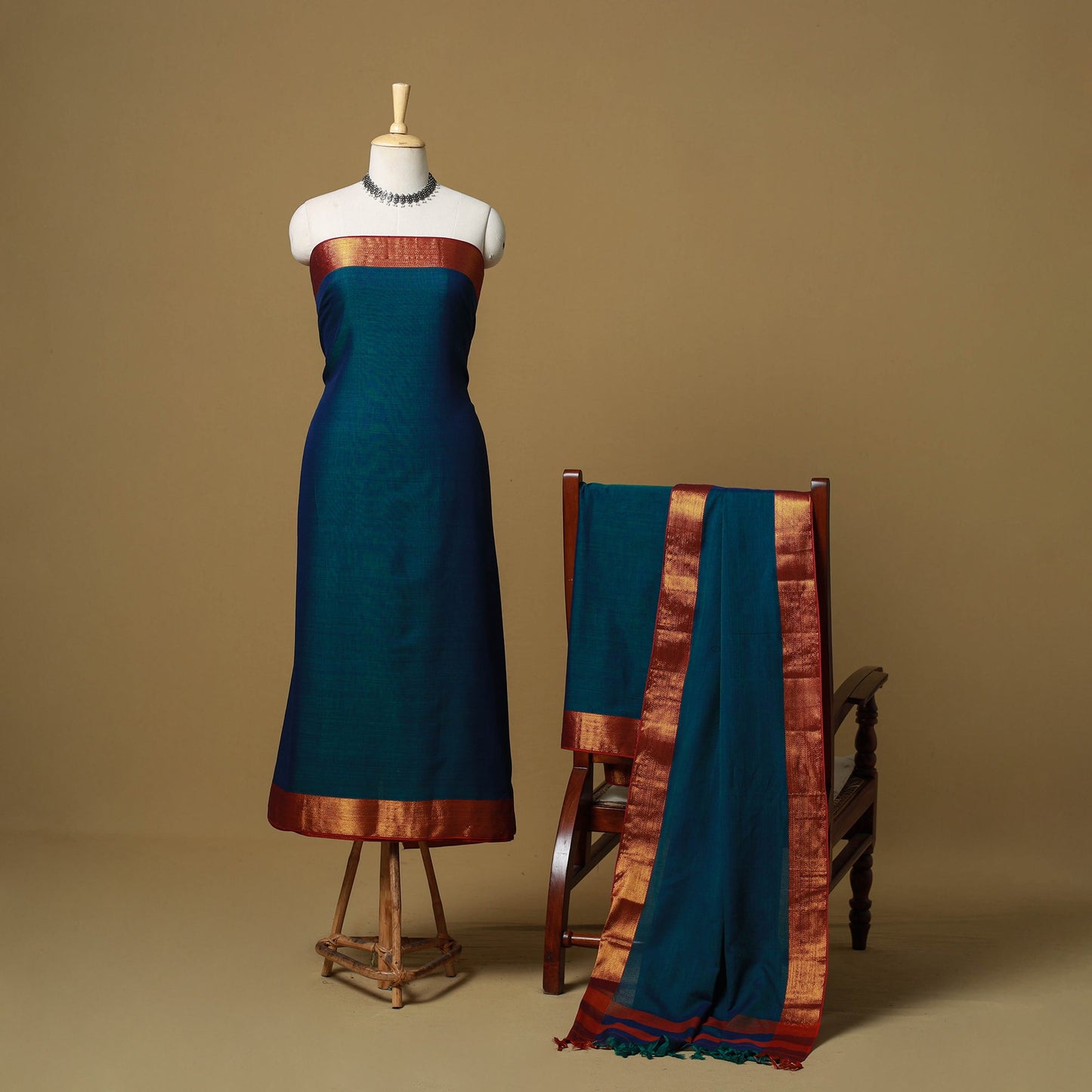 Dharwad cotton 3pc unstitched dress material with border 71