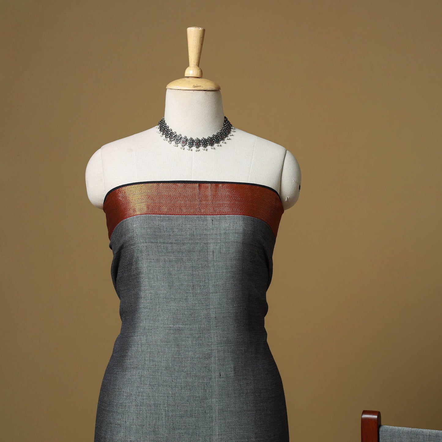 Dharwad cotton 3pc unstitched dress material with border 72