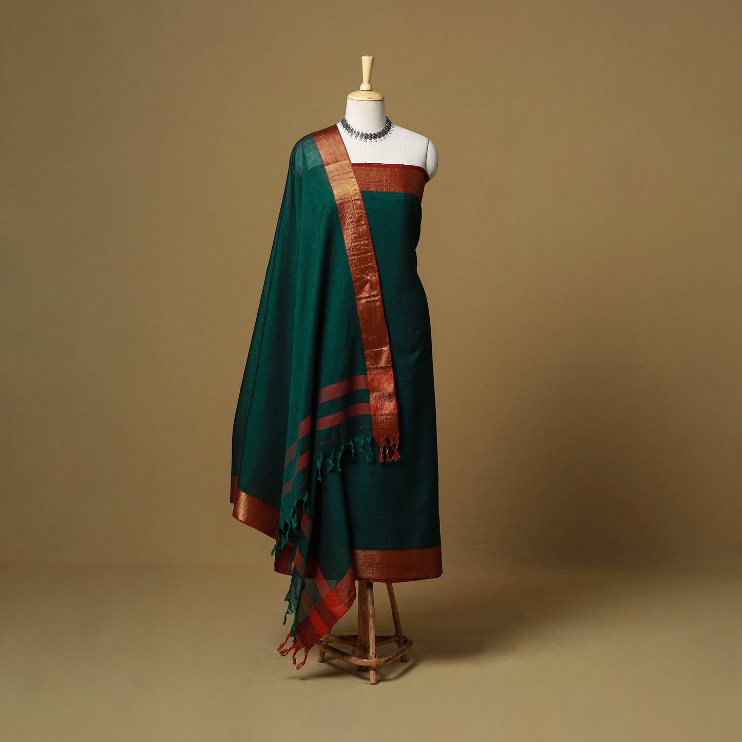 Dharwad cotton 3pc unstitched dress material with border 73