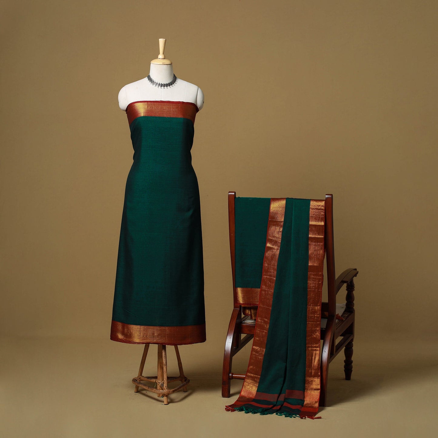 Dharwad cotton 3pc unstitched dress material with border 73