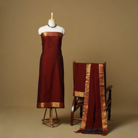 Dharwad cotton 3pc unstitched dress material with border 74