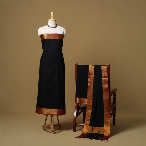 Dharwad cotton 3pc unstitched dress material with border 75