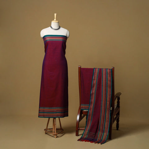 Dharwad cotton 3pc unstitched dress material with border 80