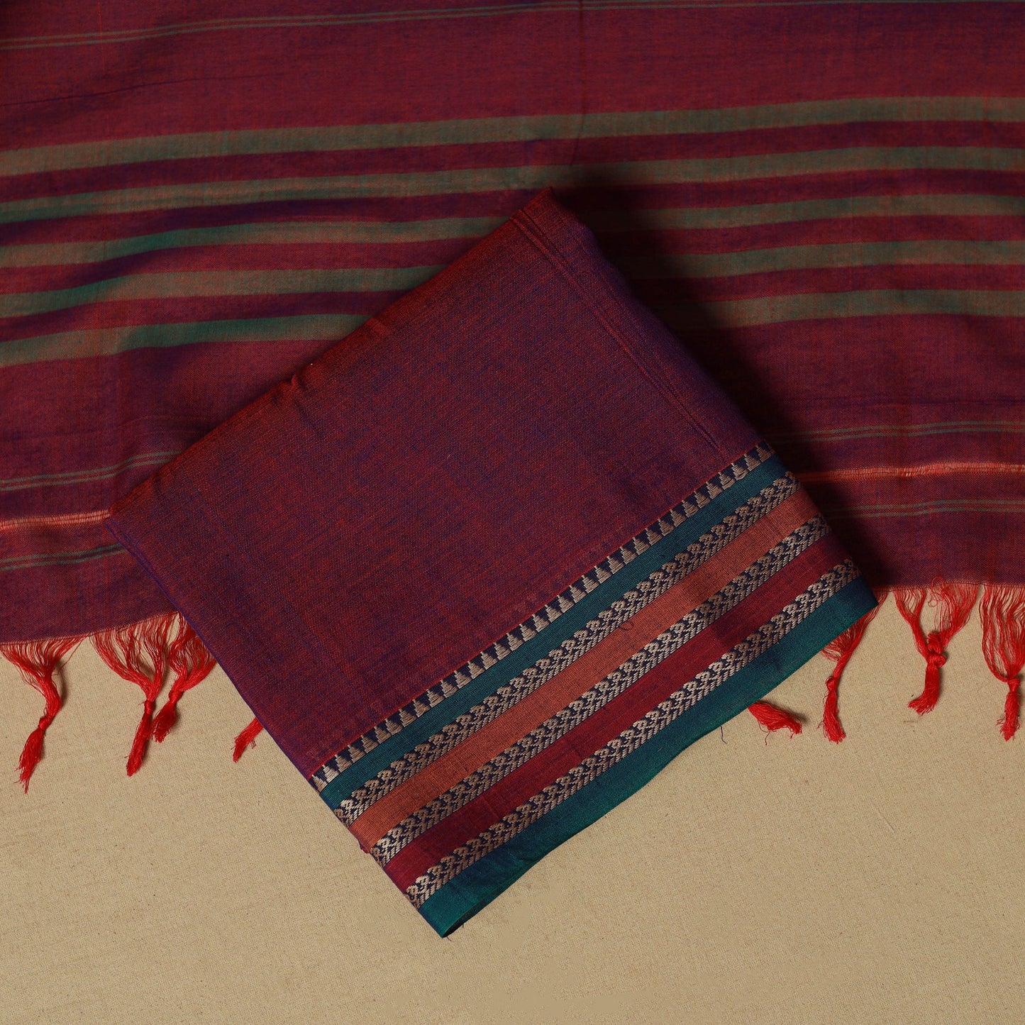 Dharwad cotton 3pc unstitched dress material with border 80