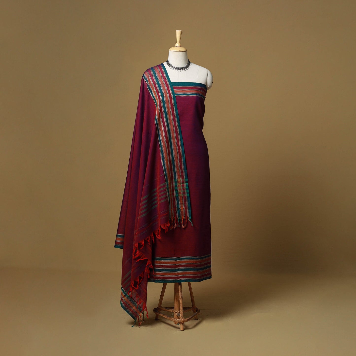 Dharwad cotton 3pc unstitched dress material with border 80