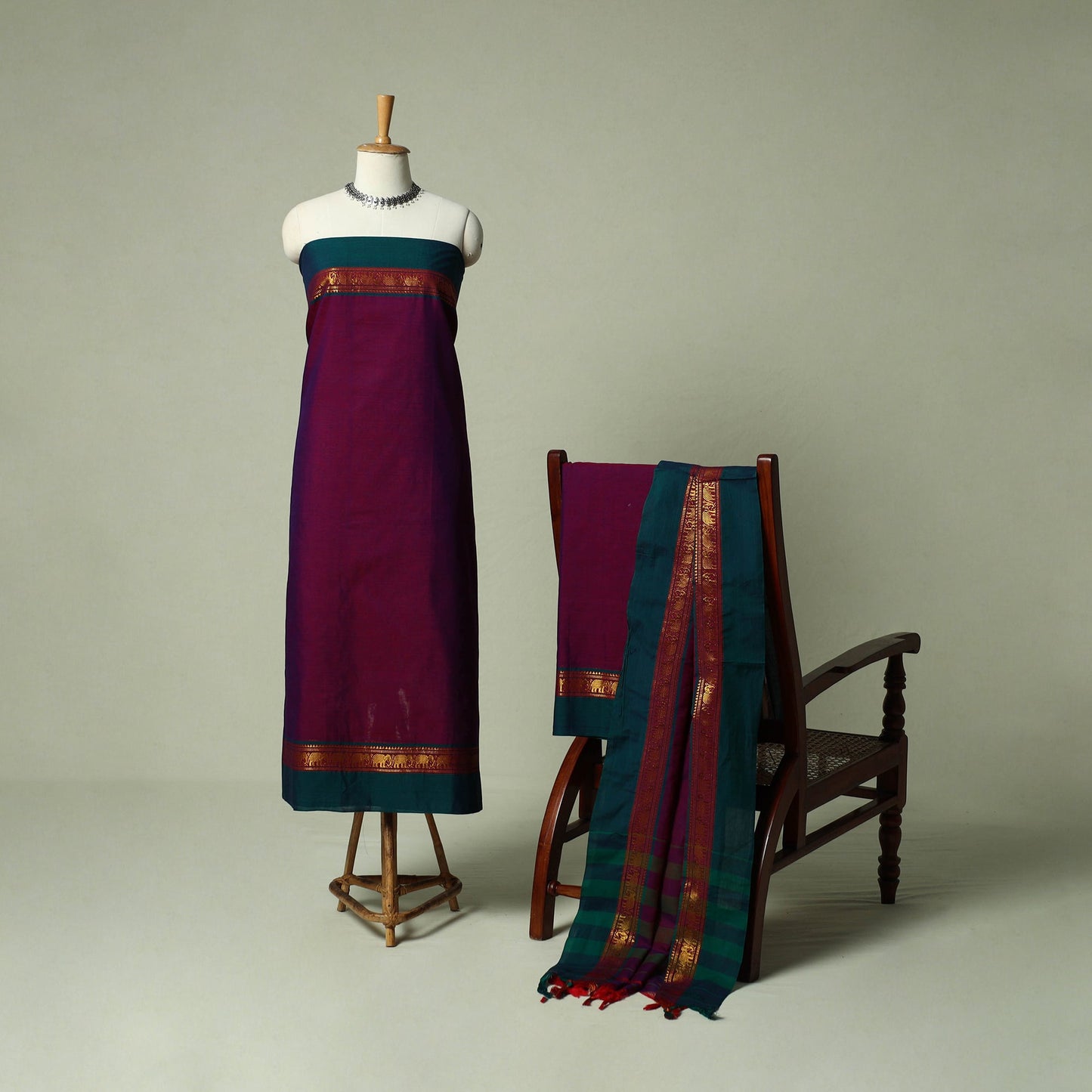 Dharwad cotton 3pc unstitched dress material suit set 04