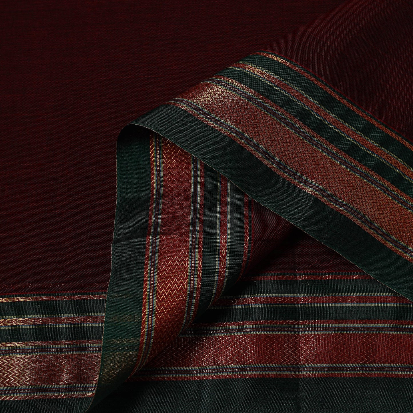Dharwad cotton fabric with border 13 - handcrafted