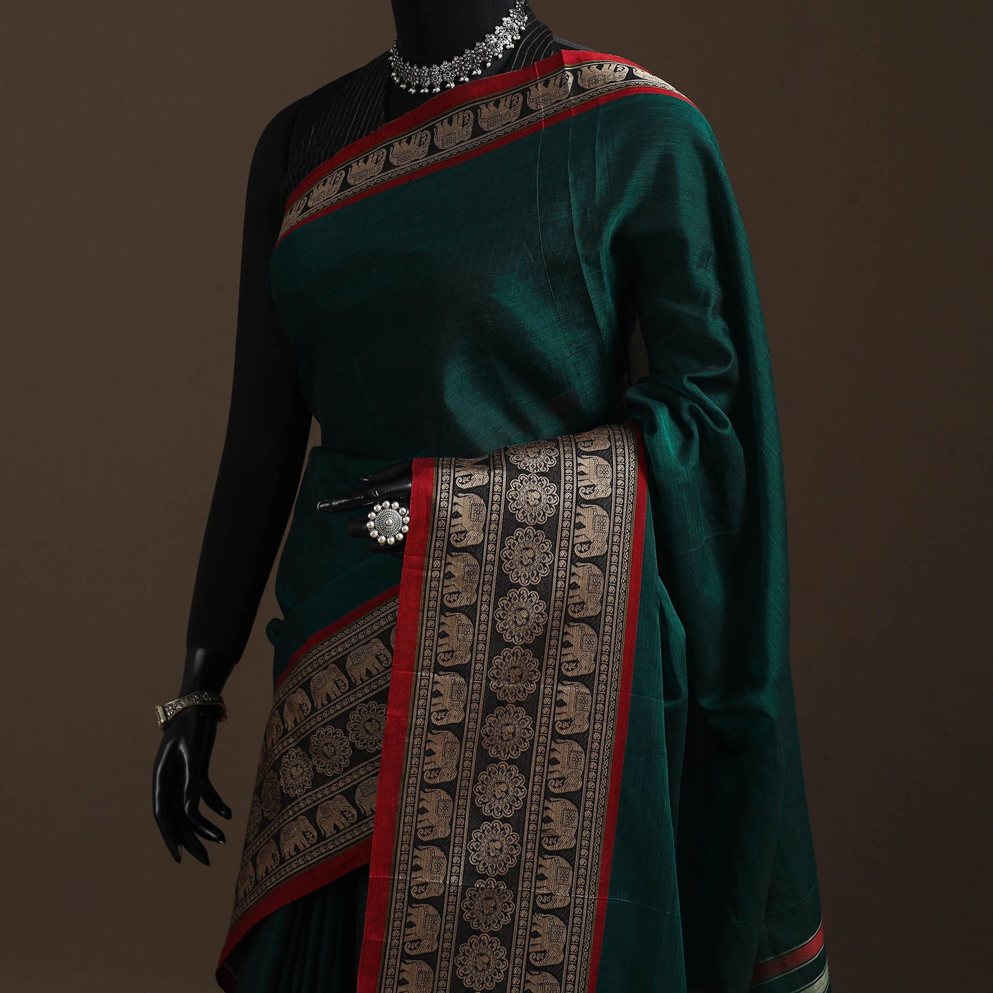 Dharwad cotton saree with border 01 - handcrafted