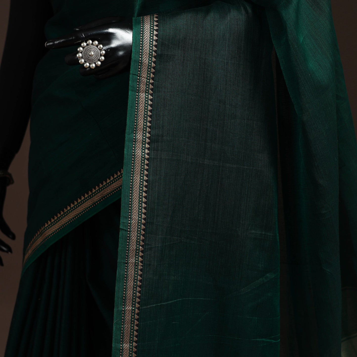 Dharwad cotton saree with border 02 - handcrafted