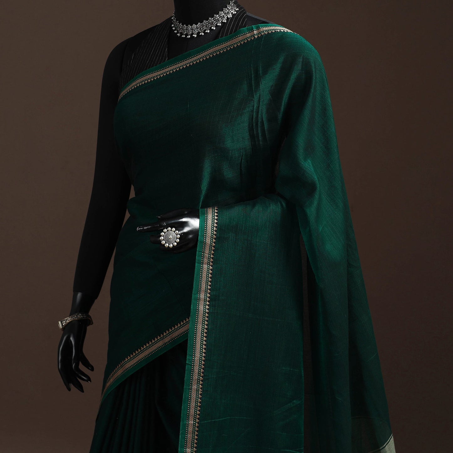 Dharwad cotton saree with border 02 - handcrafted