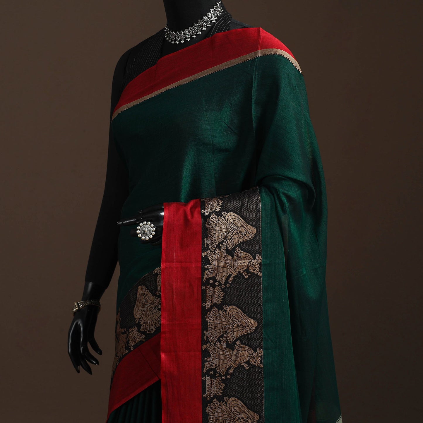 Dharwad cotton saree with border 04 - handcrafted