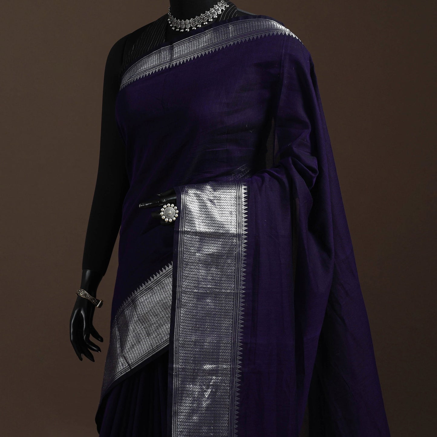 Dharwad cotton saree with border 12 - handcrafted