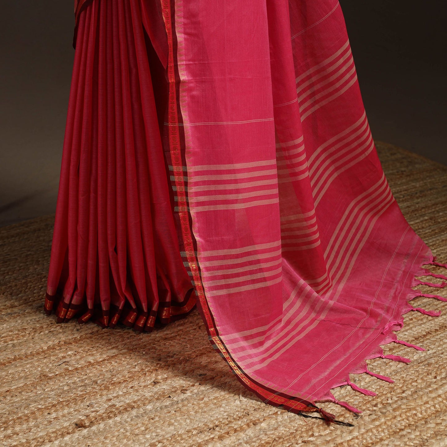 Dharwad cotton saree with border 15 - handcrafted