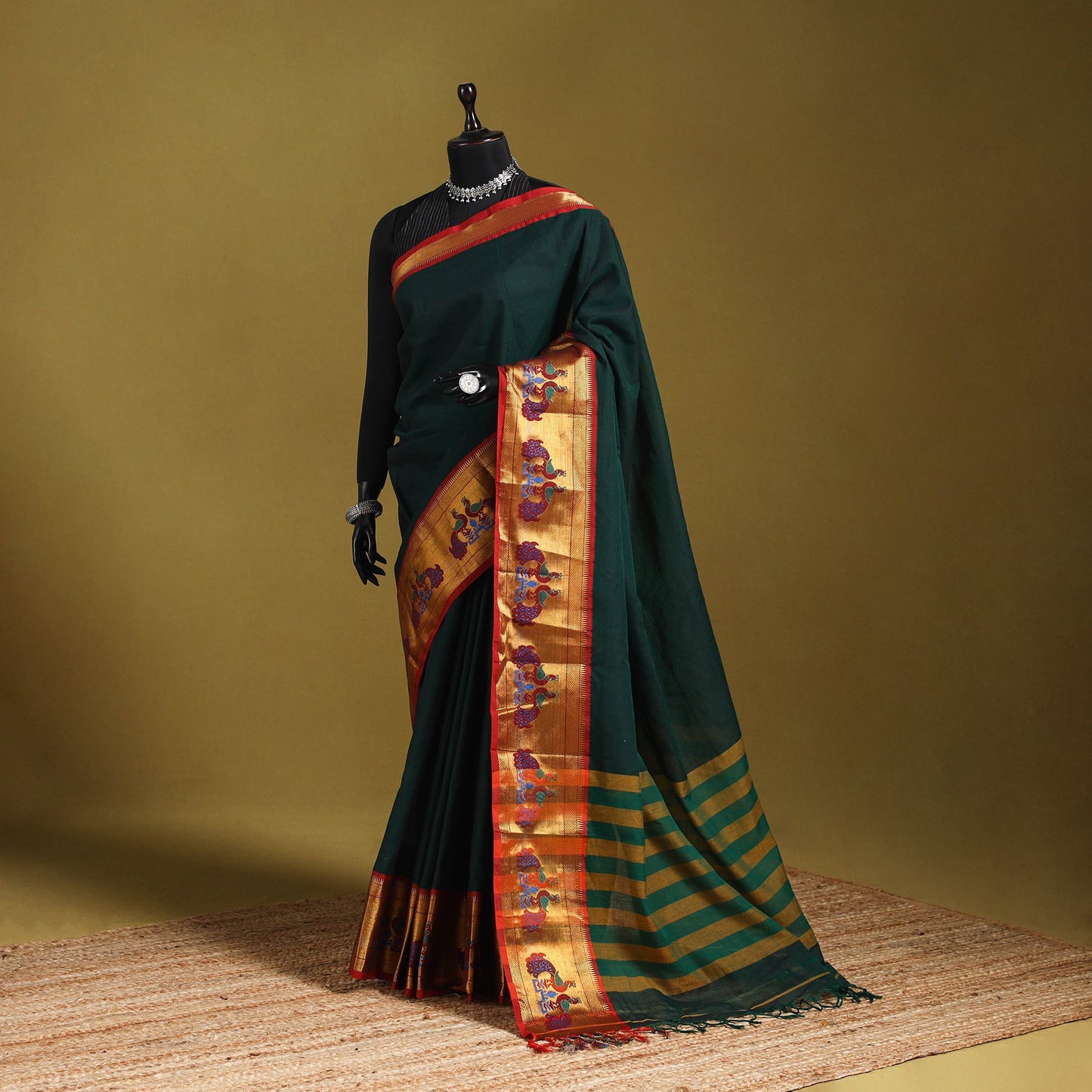 Dharwad cotton saree with border 16 - handcrafted