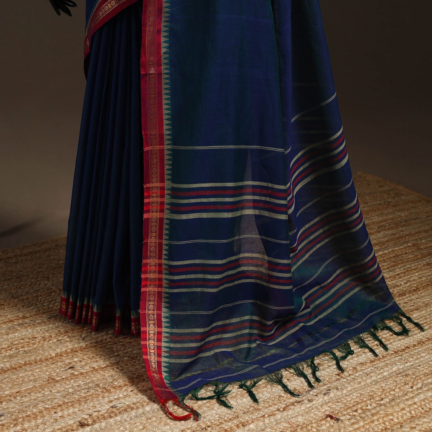 Dharwad cotton saree with border 17 - handcrafted