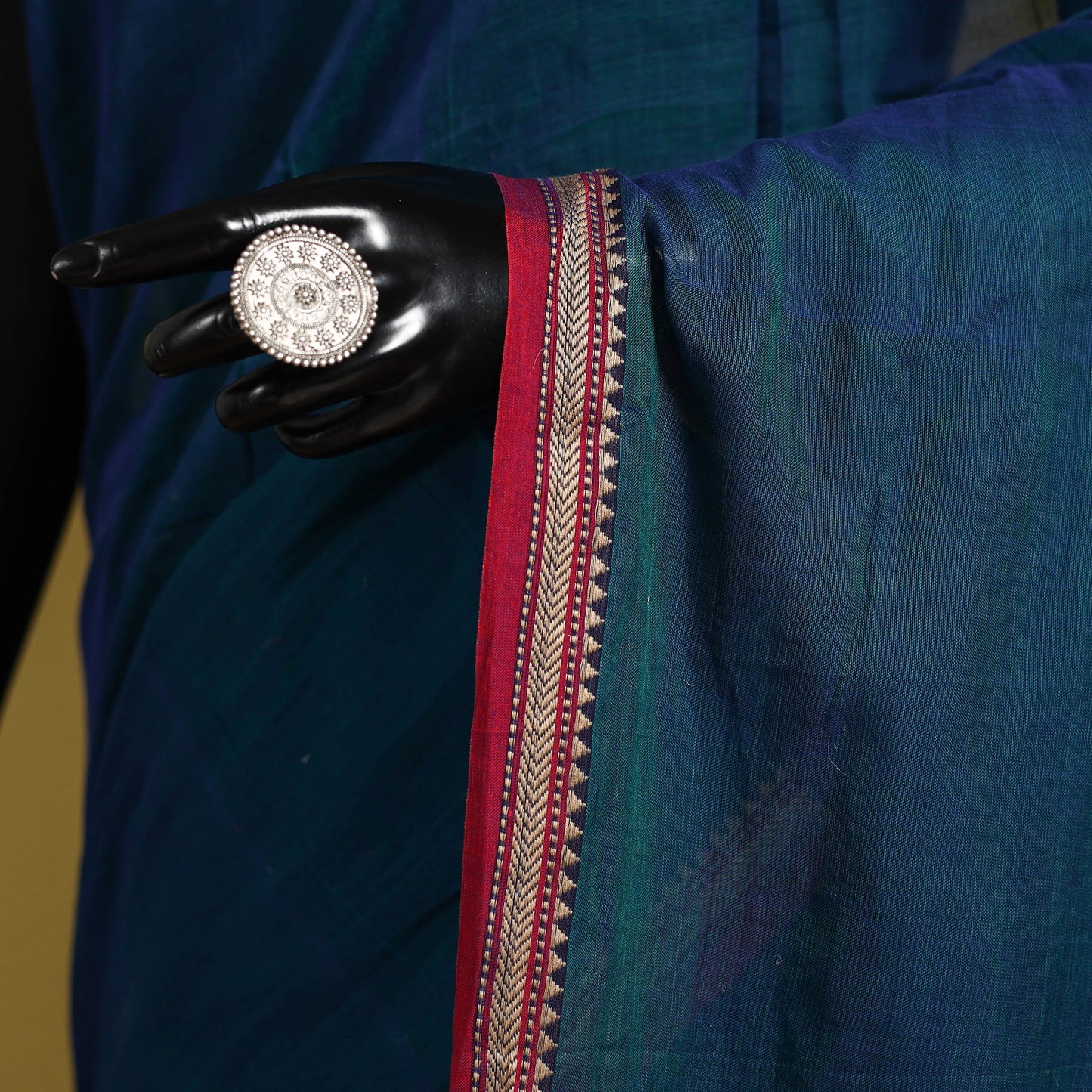 Dharwad cotton saree with border 17 - handcrafted