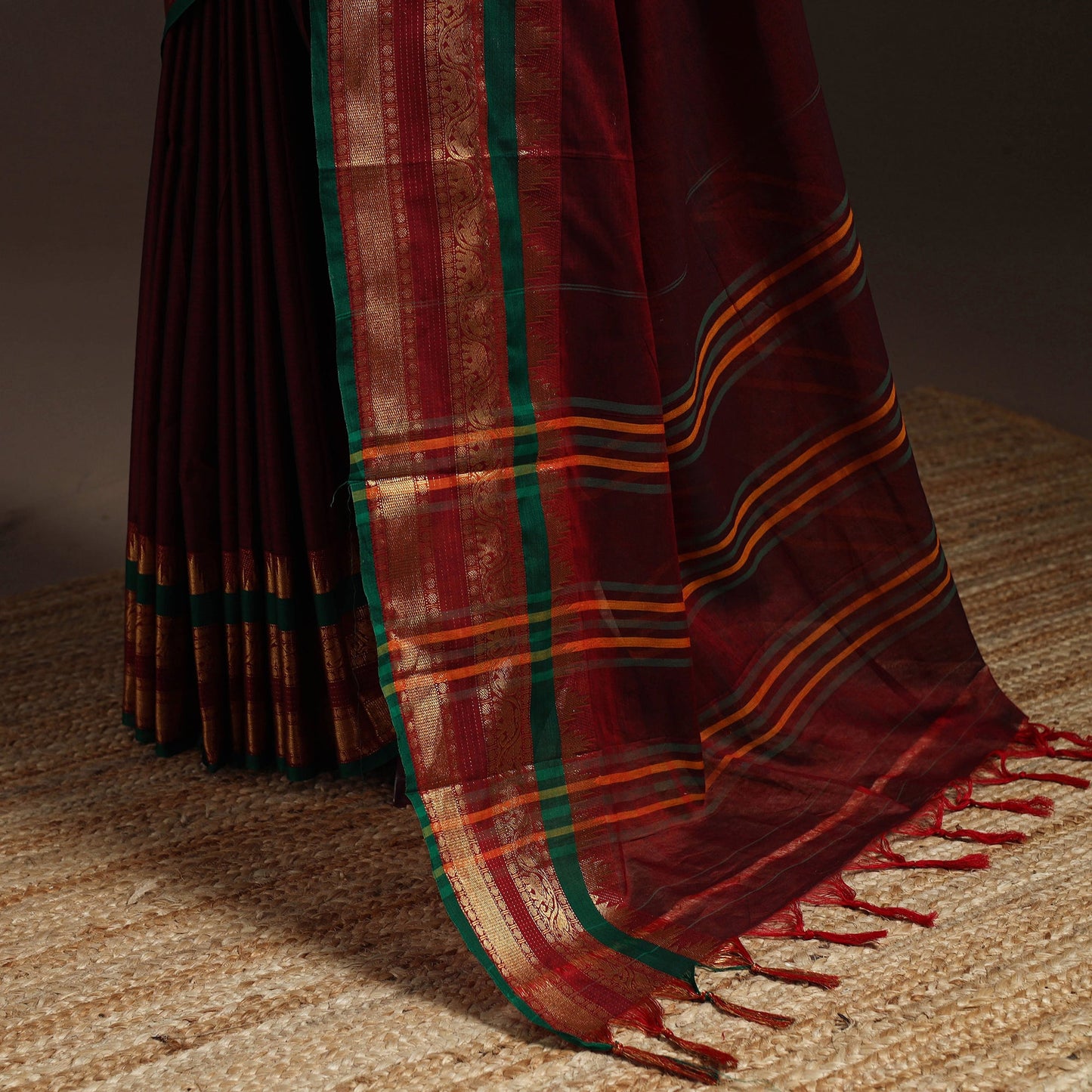 Dharwad cotton saree with border 17 - handcrafted